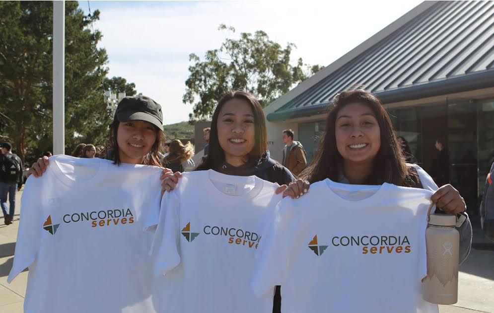 The Concordia Serves group t-shirts on display